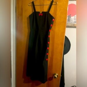 Stop Staring Black Dress with Red Accents